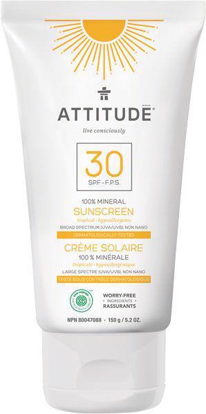 Obrázok ATTITUDE 100% minerálna opaľovací krém (SPF 30) s vôňou Tropical 150 g