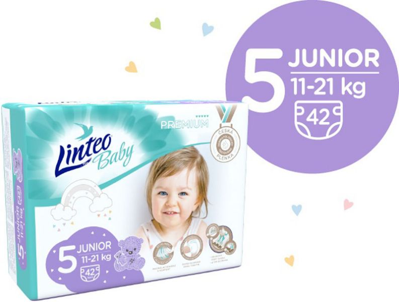 Obrázok LINTEO BABY Plienky Baby Prémium JUNIOR (11-21 kg) 168 ks