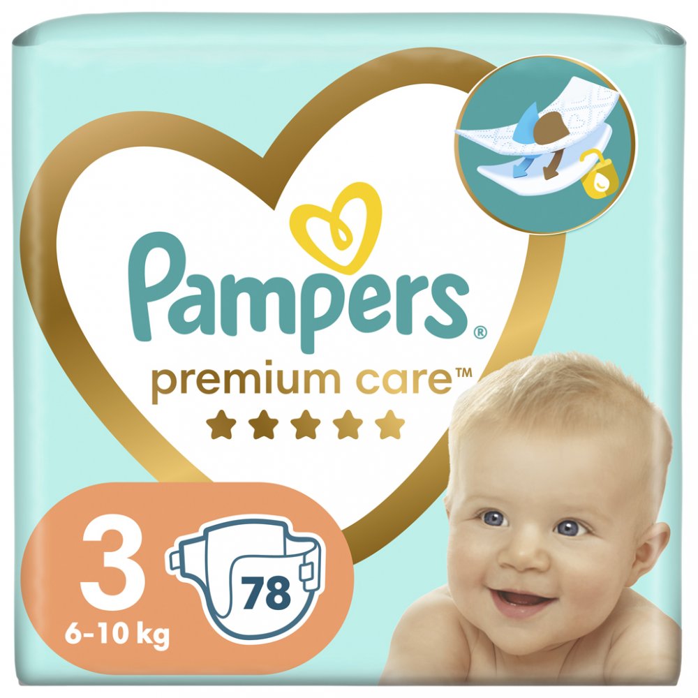 Obrázok PAMPERS Plienky jednorázové Premium Care veľ. 3 (78 ks) 6-10 kg