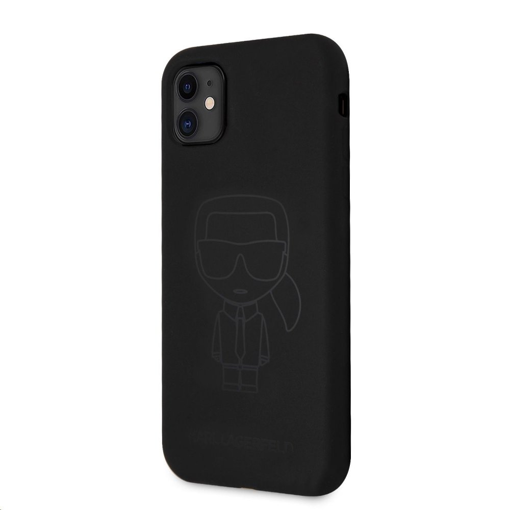 Obrázok Karl Lagerfeld Iconic Outline Silikónový Kryt na Apple iPhone 11 Tone on Tone Black (3700740502235)