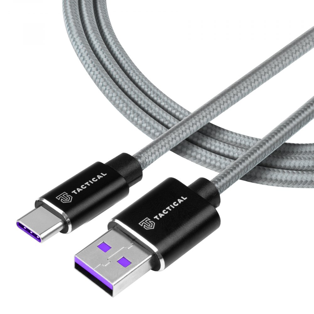 Obrázok Tactical Fast Rope Aramid Cable USB-A/USB-C - HUAWEI SUPER CHARGE  1m Grey