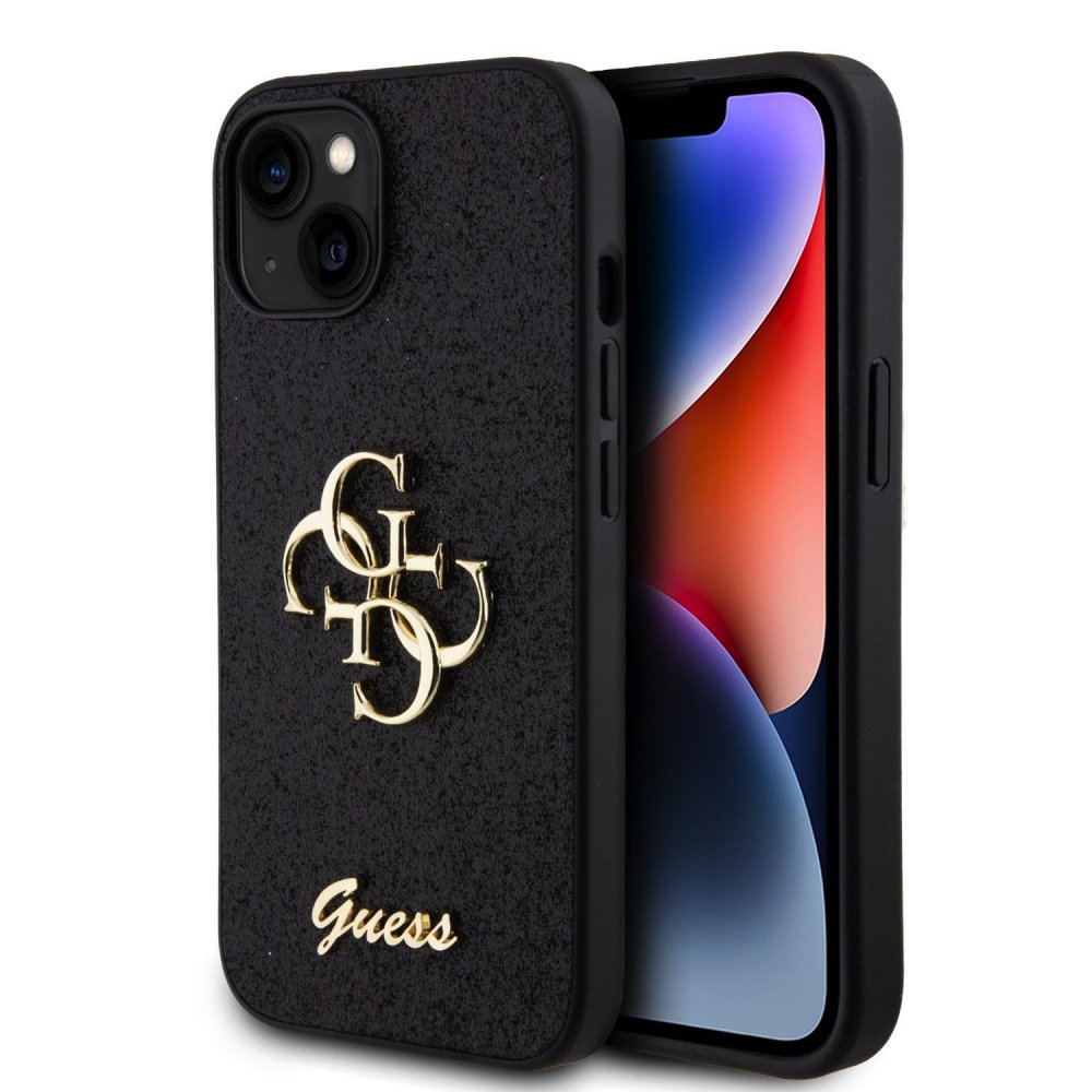 Obrázok Guess PU Fixed Glitter 4G Metal Logo Zadní Kryt pro iPhone 13 Black