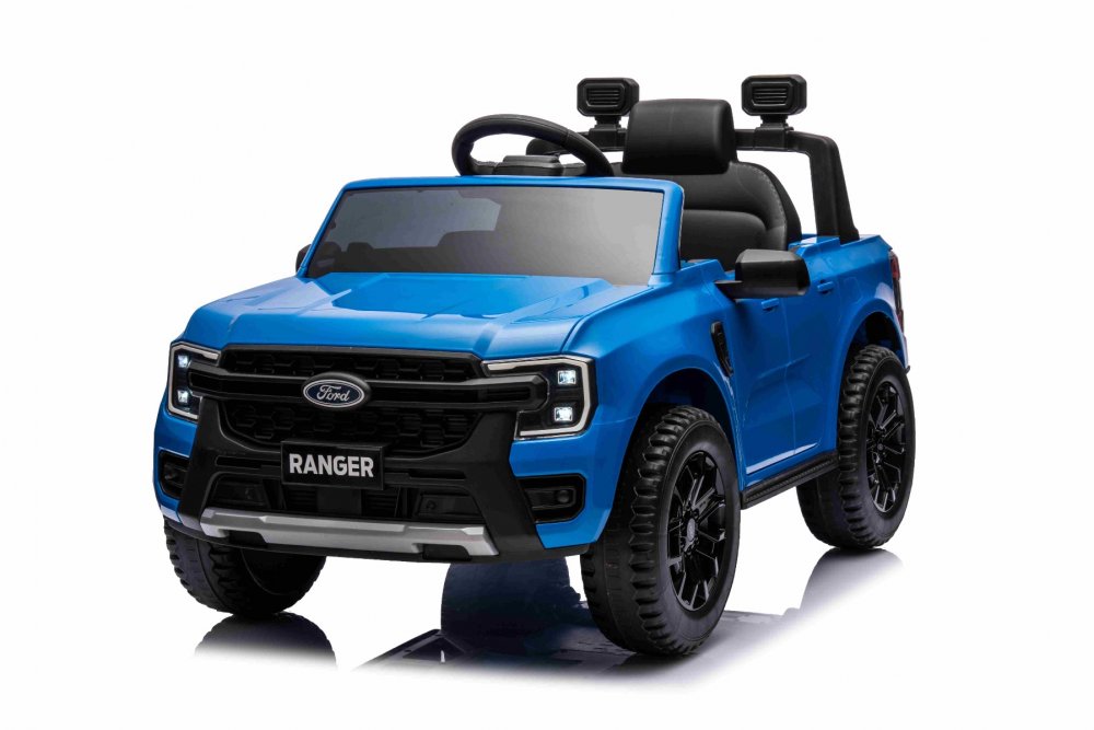 Elektrické autíčko FORD Ranger 12V, modré, Koženkové sedadlo, 2,4 GHz diaľkové ovládanie, Bluetooth / USB Vstup, Odpruženie, 12V batéria, Plastové kolesá, 2 X 30W MOTOR, ORIGINAL l