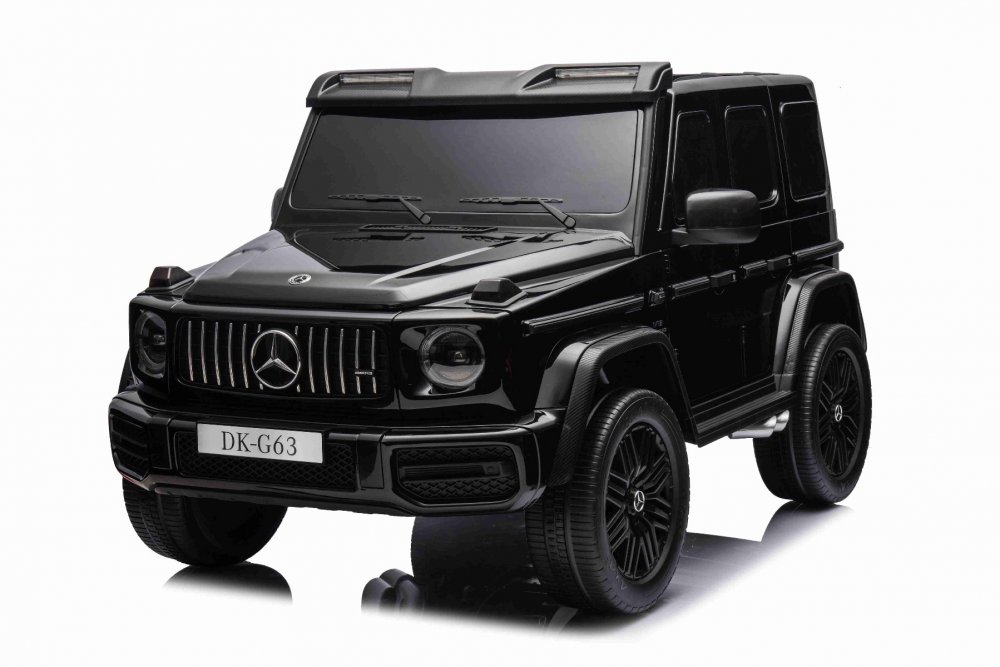 Elektrické autíčko Mercedes-Benz G63 AMG 4x4² Dvojmiestne 12V, čierne, MP3 Prehrávač s USB/AUX vstupom, Pohon 4x4, Batéria 12V14Ah, EVA kolesá s odpružením, Koženkové sedadlá, Diaľkový