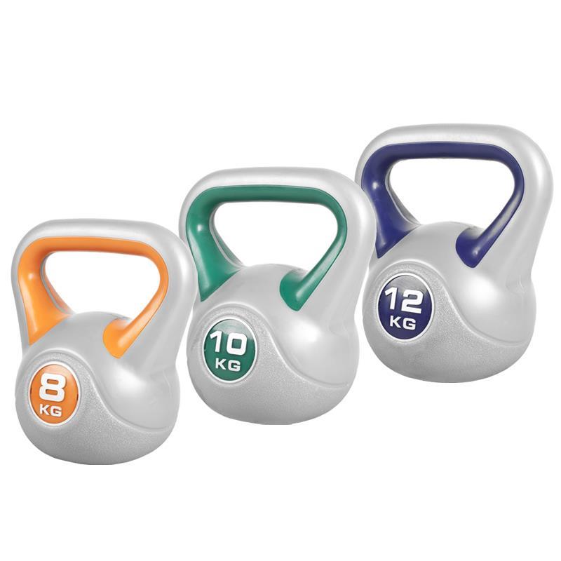 Obrázok Gorilla Sports cementový poplastovaný kettle-bells set 30 kg ( 8 kg + 10 kg + 12 kg)