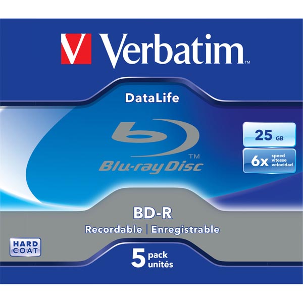 Obrázok Médium Verbatim BD-R BLU-RAY 25GB box 5pck/BAL WORM