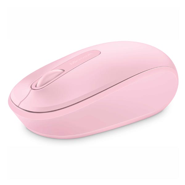 Obrázok Microsoft Myš Mobile Mouse 1850, 1 ks AA, 2.4 [GHz], optická, 3tl., 1 koliesko, bezdrôtová, ružová, 1000DPI, Klasická, Microsoft N