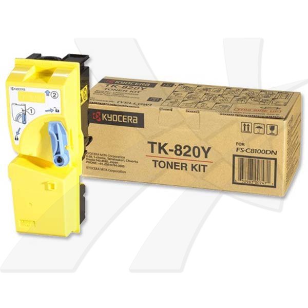 Obrázok Kyocera originál toner TK820Y, yellow, 7000str., 1T02HPAEU, Kyocera FS-C 8100DN