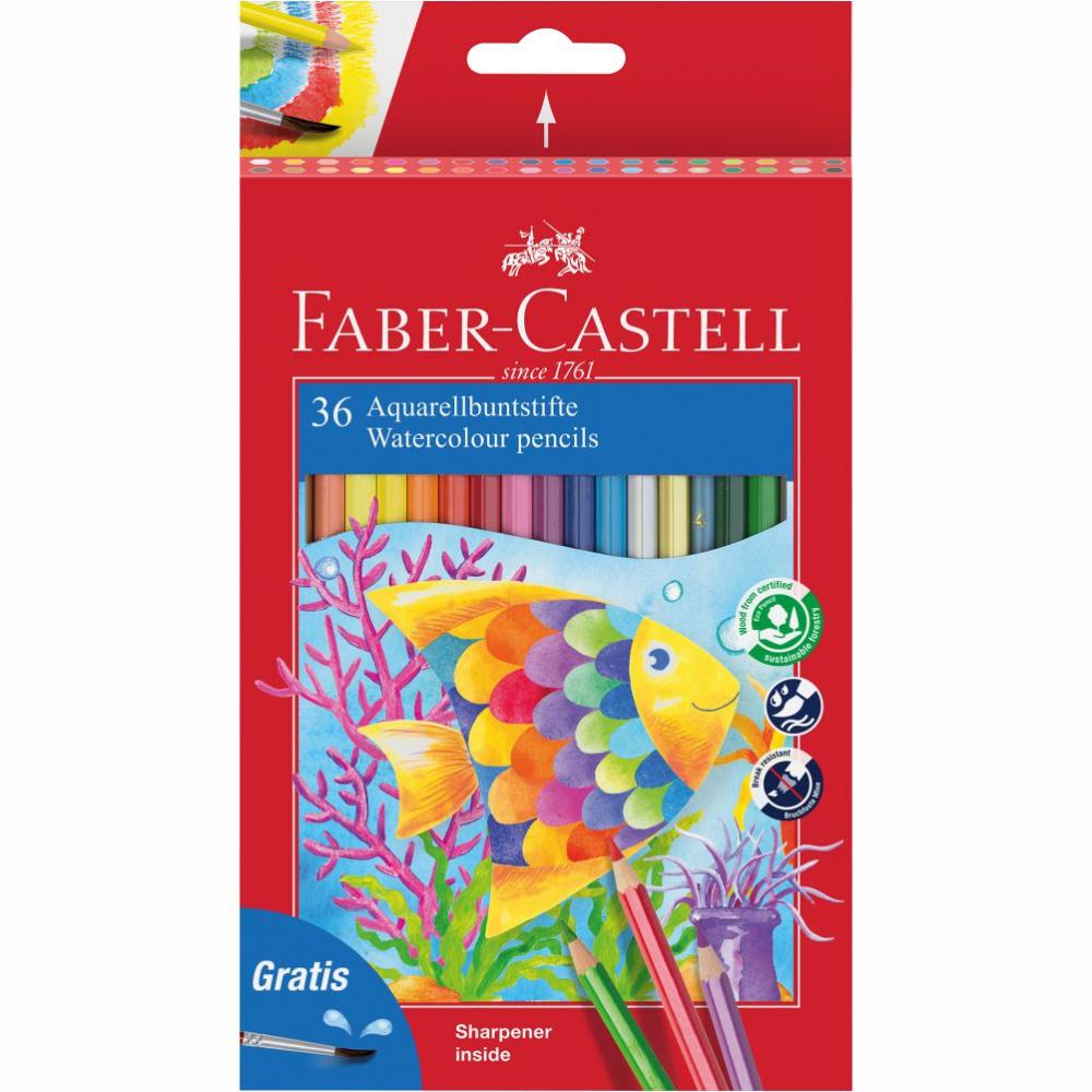 FABER-CASTELL PASTELKY AKVARELOVE SET 36 FAREBNE + STETEC V PAP.KRAB.