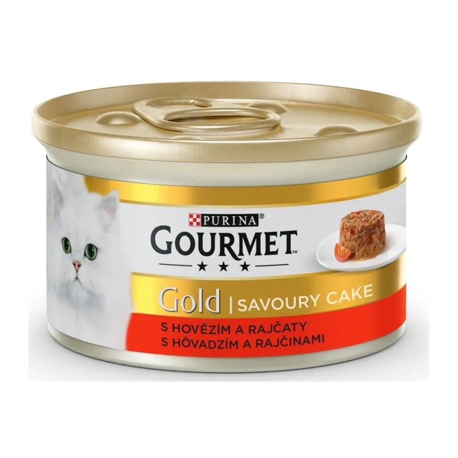 PURINA GOURMET GOLD SAVOURY CAKE HOVADZIE MASO V PARADAJKACH 85G