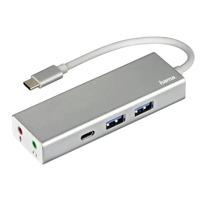 HAMA 135758 USB-C 3.1 HUB ALUMINIUM, 2X USB-A, USB-C, 3,5 MM AUDIO