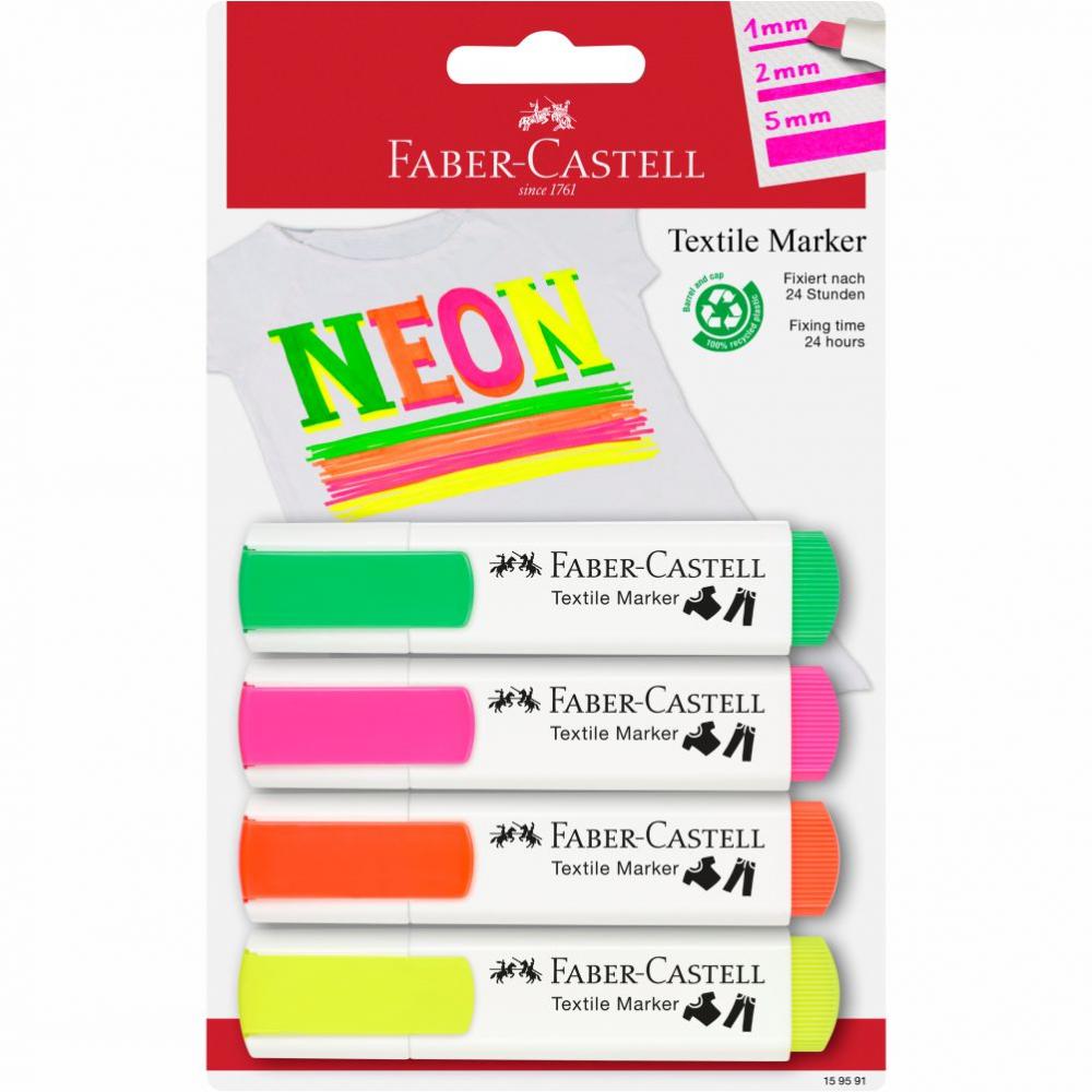 FABER-CASTELL POPISOVAC NA TEXTIL NEON SET 4 FAREBNE, BL