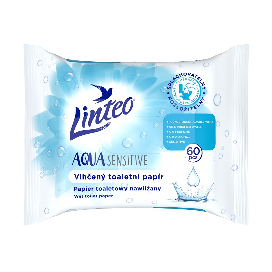 Obrázok LINTEO Papier vlhčený toaletní Aqua Sensitive 60ks