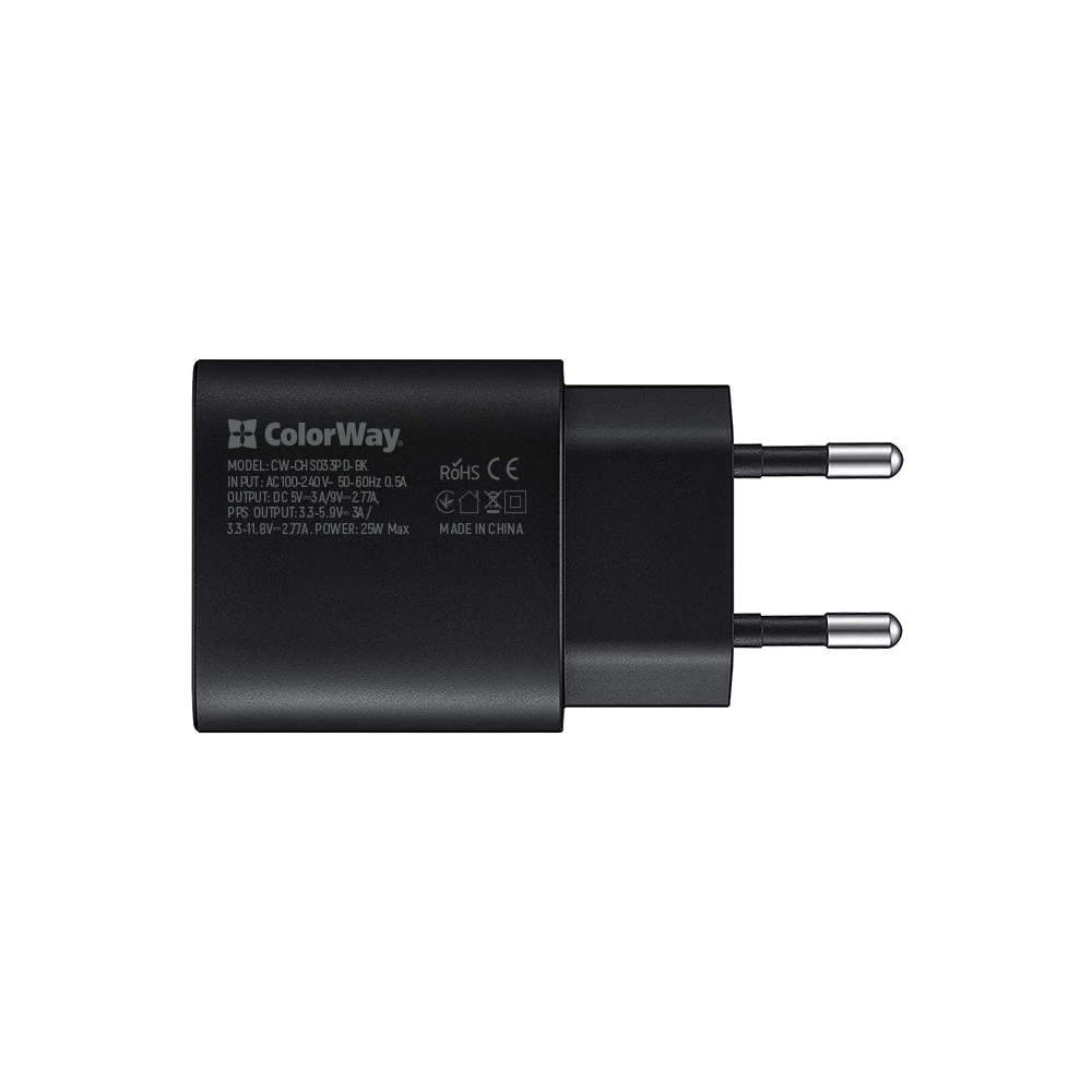 COLORWAY AC NAB. S POWER DELIVERY PORT PPS USB TYPE-C 25W, CIERNA (CW-CHS033PD-BK)