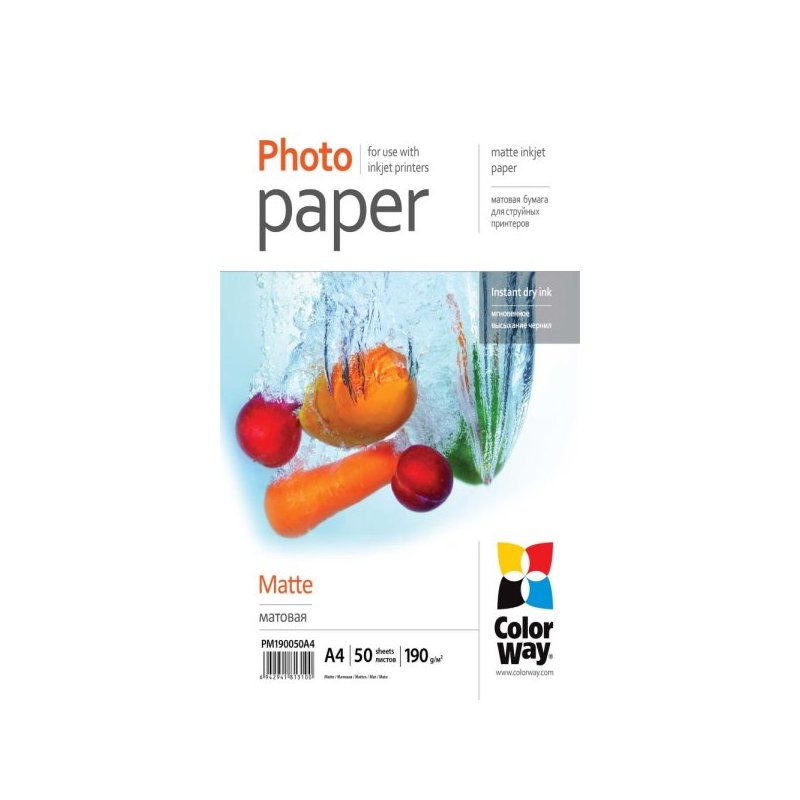 COLORWAY FOTOPAPIER CW MATNY 190G/M2,50KS,A4 (PM190050A4)