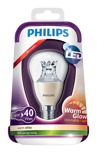 Obrázok Philips LED Kvapka 6-40W, E14, 2200-2700K WarmGlow, číra, stmievateľná (929001140630)