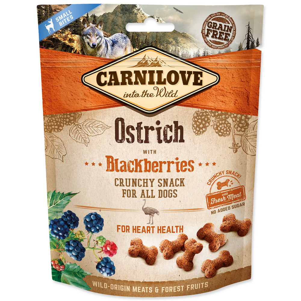 CARNILOVE DOG CRUNCHY SNACK OSTRICH WITH BLACKBERRIES WITH FRESH MEAT 200G (294-100406)