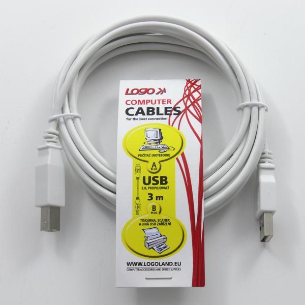 LOGO KABEL USB 2.0, USB A M- USB B M, 3M