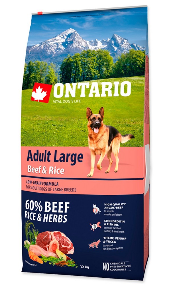 ONTARIO DOG ADULT LARGE BEEF AND RICE (12KG)