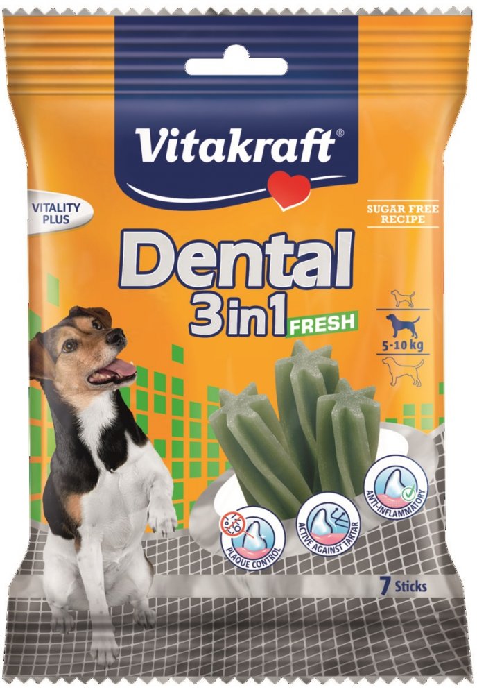 VITAKRAFT DENTAL STICKS 3IN1 FRESH S 5-10 KG,7 KS, 120 G, 2330891