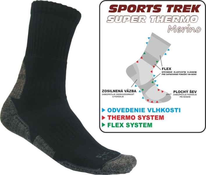 Rybárske Ponožky SPORTSTREK SUPER THERMO Merino veľkosť 43-46