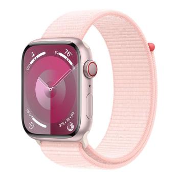 APPLE WATCH SERIES 9 GPS + CELLULAR 45MM PINK ALUMINIUM CASE WITH LIGHT PINK SPORT LOOP, MRMM3QC/A