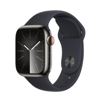 APPLE WATCH SERIES 9 GPS + CELLULAR 41MM GRAPHITE STAINLESS STEEL CASE MIDN.SPORT BAND-M/L,MRJ93QC/A