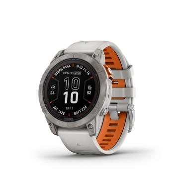 GARMIN FENIX 7 PRO SAPPHIRE SOLAR, TITANIUM, FOG GRAY/EMBER ORANGE BAND 010-02777-21