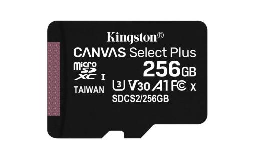 KINGSTON 256GB MICROSDXC CANVAS SELECT PLUS A1 CL10 100MB/S BEZ ADAPTERU, SDCS2/256GBSP