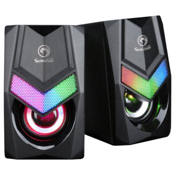 MARVO REPRODUKTORY SG-118, 2.0, 6W, CIERNE, REG. HLASITOSTI, HERNA, 150HZ-20KHZ, RGB vystavený kus