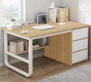 VERDESIGN, MELANY STYLOVY PISACI STOLIK, BIELA/DUB SONOMA KOV, VER-LL-MELANGE-BS