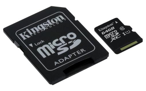 KINGSTON MICRO SDXC 64GB UHS-I + SD ADAPTER, SDCS/64GB