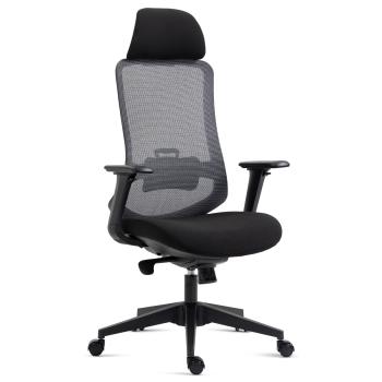 AUTRONIC KA-V322 BK Kancelářská židle, černý plast, černá látka, 4D područky, kolečka pro tvrdé povr