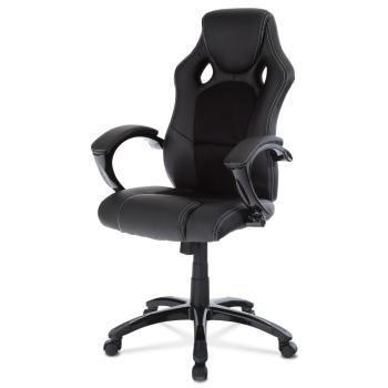 AUTRONIC KA-Y157 BK Športové kreslo, poťah čierna ekokoža a čierna látka MESH, čierny vysoký lesk, H