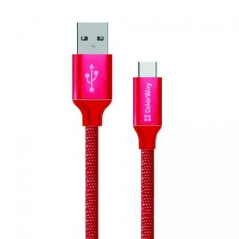 COLORWAY CABLE USB - TYPE-C 2.1A 1M RED (CW-CBUC003-RD)