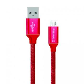 COLORWAY CABLE USB - MICROUSB 2.1A 1M RED (CW-CBUM002-RD)