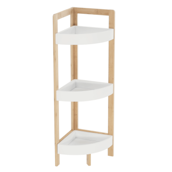 KONDELA FONG ROHOVY REGAL BIELA/PRIRODNY BAMBUS