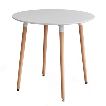 KONDELA Jedálenský stôl, biela/buk, priemer 80 cm, ELCAN NEW TYP 2
