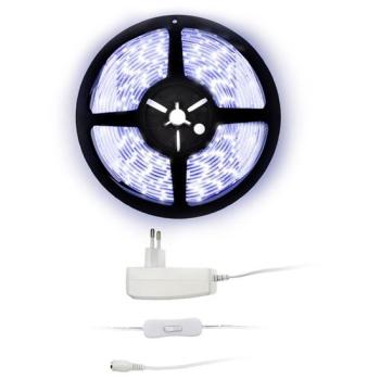 SOLIGHT WM50-65T LED SVETELNY PAS S TESTROM, 5M, SADA S 12V ADAPTEROM, 4,8W/M, IP65, STUDENA BIELA
