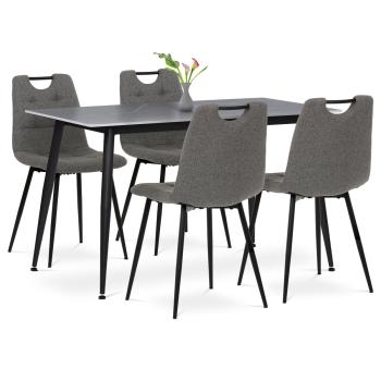 AUTRONIC ASE-1001 GREY2 Jídelní set 1+4, stůl 130x70, deska slinutý kámen v imitaci šedého matného m