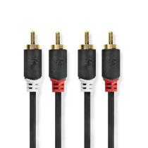 NEDIS STEREO AUDIO KABEL, 2X RCA, KONEKTOR, 2X RCA KONEKTOR, POZLATENY, 5M