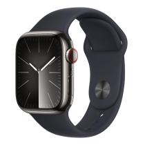 APPLE WATCH SERIES 9 GPS + CELLULAR 45MM GRAPHITE STAINLESS STEEL CASE MIDNIGHT SPORTB-M/L,MRMW3QC/A