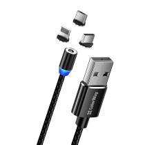 COLORWAY KABEL UNIVERZALNY 3V1 (LIGHTNING+MICROUSB+TYPE-C) MAGN., 2.4A 1M, CIERNY (CW-CBUU020-BK)