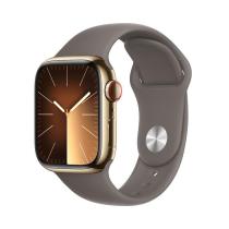 APPLE WATCH SERIES 9 GPS + CELLULAR 41MM GOLD STAINLESS STEEL CASE WITH CLAY SPORTBAND-M/L,MRJ63QC/A