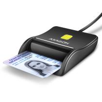 AXAGON CRE-SM3N, USB-A FLATREADER CITACKA KONTAKTNYCH KARIET SMART CARD (EOBCANKA), KABEL 1.3M