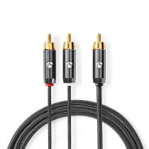 NEDIS ND-CATB24000GY30 STEREO AUDIO KABEL, RCA KONEKTOR - 2X RCA KONEKTOR, POZLATENY, 3M