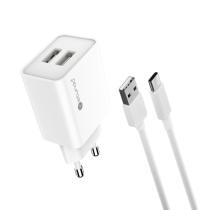 STURDO NSI-0088-STU-TYPEC SIETOVA NABIJACKA 2,1A 2XUSB + TYPE-C KABEL, BIELY