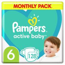 PAMPERS ACTIVE BABY S6 128KS, 13-18KG