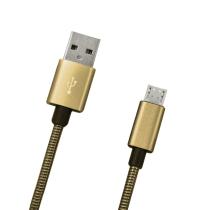 MOBILNET KAB-0095-USB-MICRO DATOVY KABEL MICRO USB ZLATY METALICKY, 1M, 2A