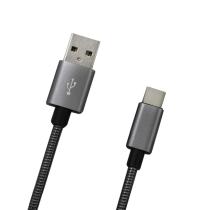 MOBILNET KAB-0096-USB-TYPEC DATOVY KABEL USB-C SIVY METALICKY, 1M, 2A